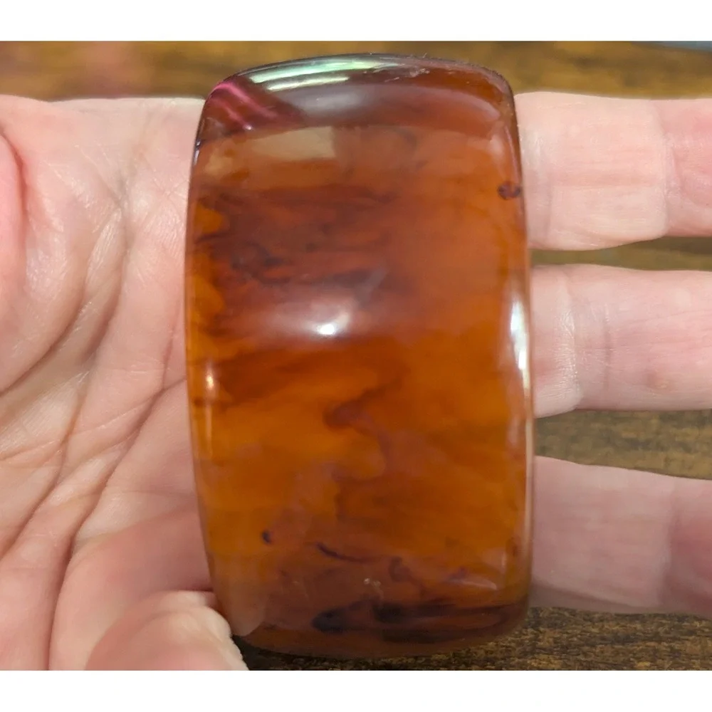 Vintage Brown Bangle Bracelet Tortoise Lucite Wide Chunky Retro Statement